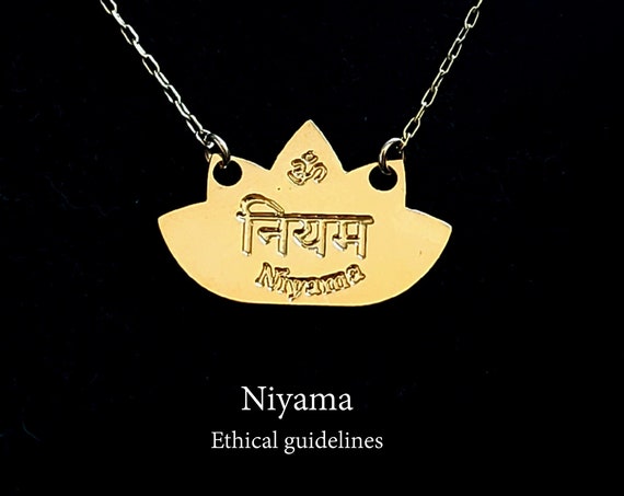 Niyama necklace, Ashtanga Yoga pendant, meaningful jewelry. self realization.