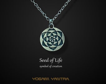 Seed of Life Necklace, Sacred Geometry Pendant, Sterling Silver