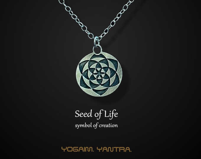 Seed of Life Necklace, Sacred Geometry Pendant, Sterling Silver