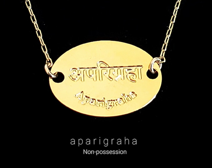 Aparigraha Yoga Necklace, Gold Plated Pendant, Indian Jewelry