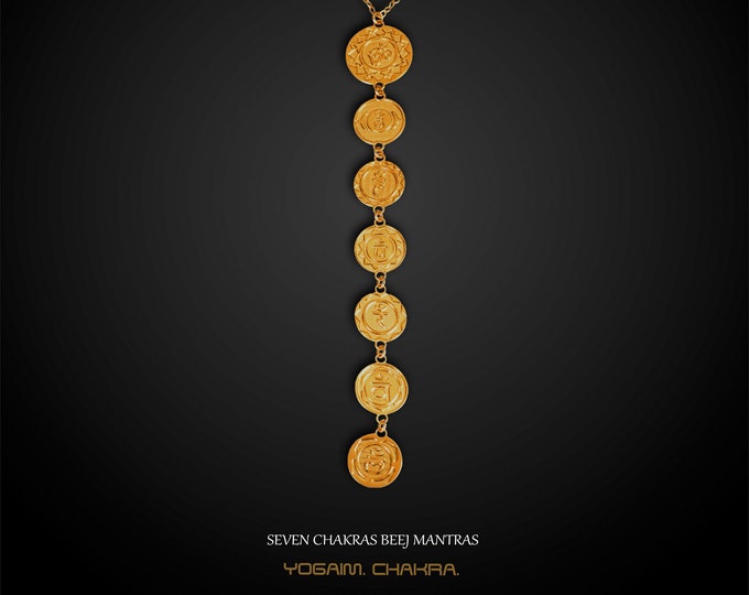 Handmade Bija Mantra Chakra Necklace, Gold or Silver, Yoga Jewelry