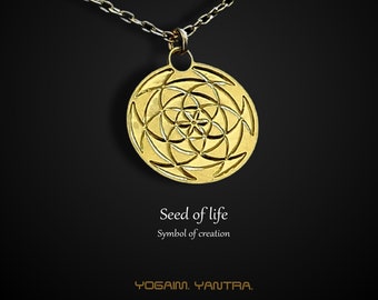 14k Gold Seed of Life Necklace, Sacred Geometry Yoga Pendant