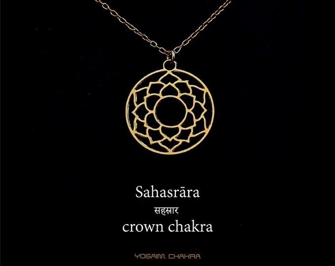 Gold Plated Crown Chakra Necklace, Sahasrara Yantra Yoga Jewelry
