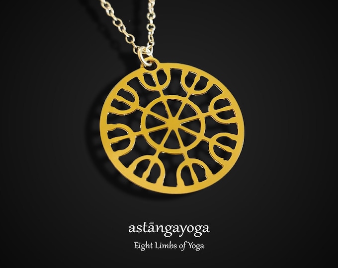 Ashtanga Yoga Yantra Necklace, Gold or Silver Plated, Sacred Geometry