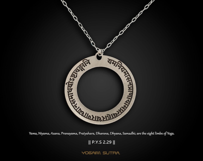 Ashtanga Yoga Necklace, Sanskrit Sutra Jewelry, Yoga Teacher Gift