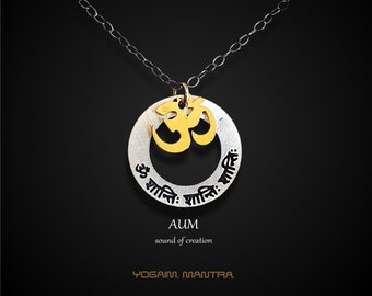 Dainty Om Yoga Necklace, Sterling Silver Aum Pendant