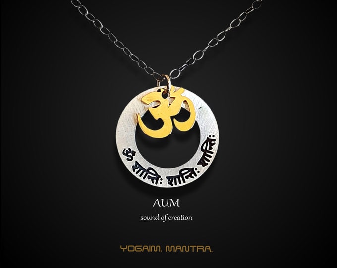 Dainty Om Yoga Necklace, Sterling Silver Aum Pendant