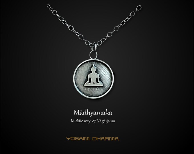 Mādhyamaka Talisman Necklace, Buddhist Pendant, Sterling Silver Chain
