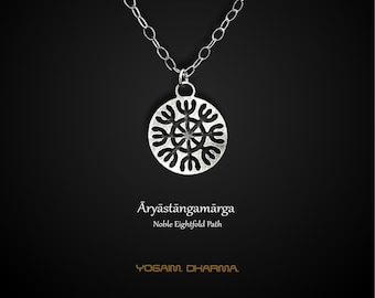 Dharmachakra Necklace, Dharma wheel necklace, Noble Eightfold Path, Buddhist Necklace, Buddhist Gift,