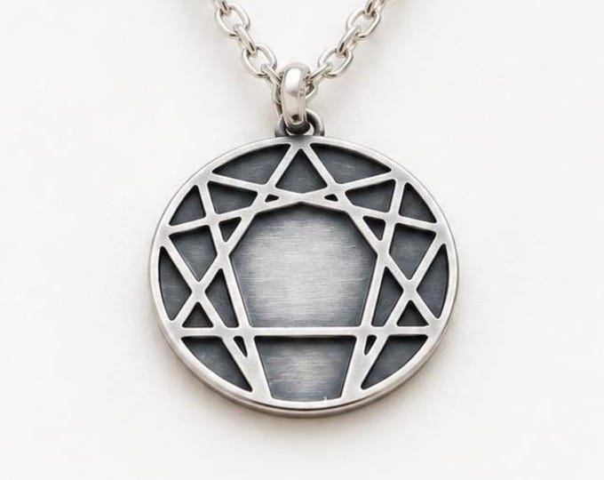 Enneagram Necklace, Gurdjieff Fourth Way Sacred Geometry, Self Awareness Gift, Spiritual Seeker Gift, Law of Seven, Personal Growth Gift