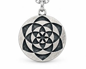 Seed of Life Necklace, Seven Circles Sacred Geometry Pendant, Symbol of Unity, New Beginnings Jewelry, Spiritual Gift