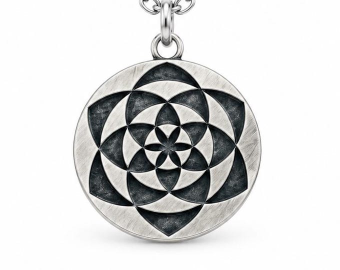 Seed of Life Necklace, Seven Circles Sacred Geometry Pendant, Symbol of Unity, New Beginnings Jewelry, Spiritual Gift