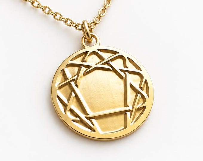 Sacred Geometry Enneagram Necklace, Gurdjieff Fourth Way Pendant, Sufi Inspired Jewelry, Gold or Silver Spiritual Gift