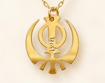 Adi Shakti Khanda Necklace, Divine Feminine Energy Jewelry, Kundalini Yoga Pendant, Navratri Gift, Gold or Silver Spiritual Talisman