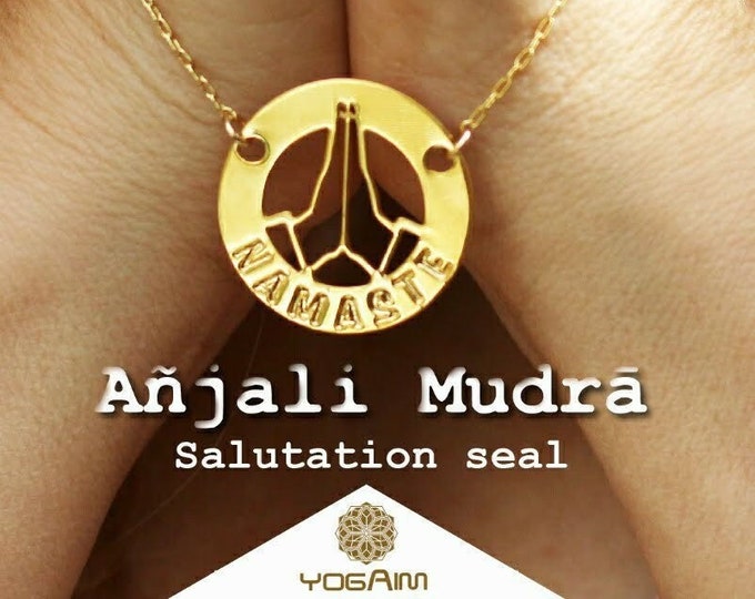 Namaste Necklace, 24k Gold Anjali Mudra Yoga Jewelry