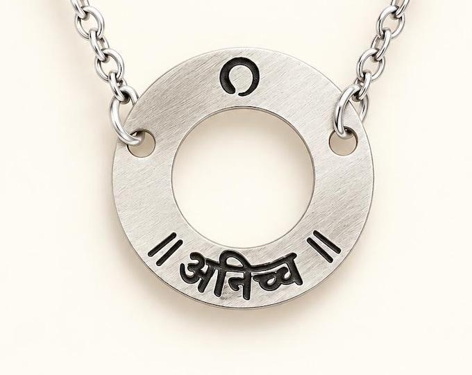 Enso Circle Necklace, Anicca Impermanence Pendant, Zen Buddhist Jewelry, Letting Go Gift, Mindfulness Meditation Necklace