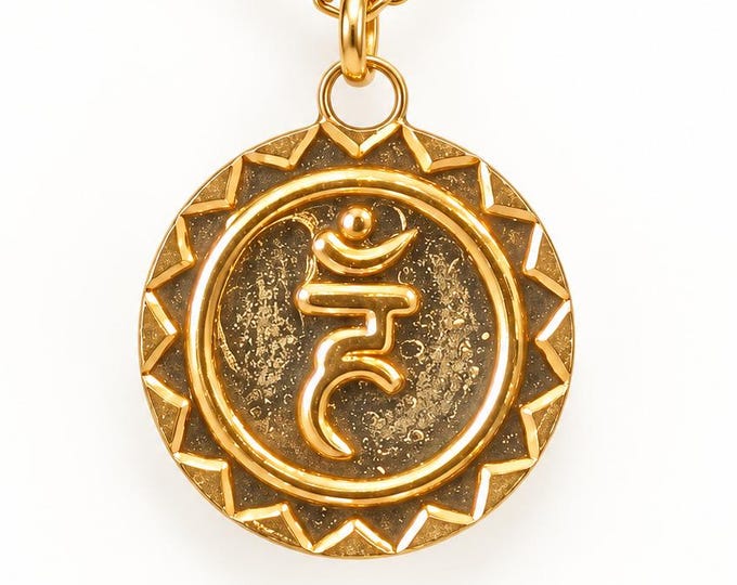 Vishuddha Throat Chakra Pendant, Gold Plated Yoga Necklace