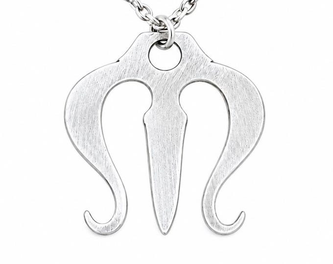 Silver Trishul Necklace, Yoga Trident Pendant, Hindu Jewelry