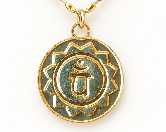 Anahata Heart Chakra Pendant Necklace, Gold Plated Spiritual Jewelry