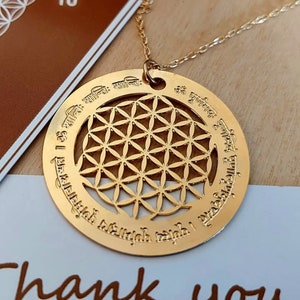 Om Purnamadah Necklace, Sanskrit Mantra Necklace, Sacred Geometry Jewelry, Flower of life Necklace, Yoga Necklace, Spiritual Necklace image 8