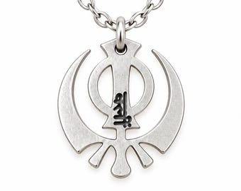 Khanda Adi Shakti Necklace, Gold Devi Yantra Pendant, Sikhism Jewelry