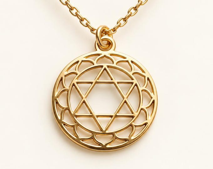 Anahata Chakra Necklace, Sacred Geometry Pendant, Heart Chakra Jewelry