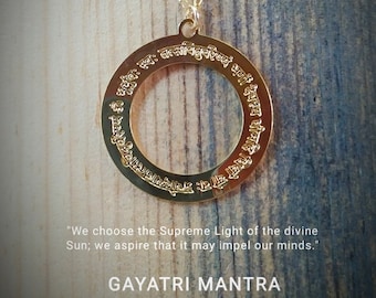 Gayatri Mantra pendant, Sanskrit necklace, meaningful gifts.
