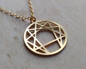 Collana con ciondolo Enneagramma, Geometria Sacra, Oro o Argento