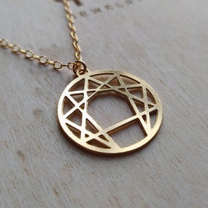 Enneagram Necklace, Enneagram Pendant, Gurdjieff Symbol, Sacred Geomtry Necklace, Enneagram of Personality Necklace, Sufi Symbol Necklace image 2