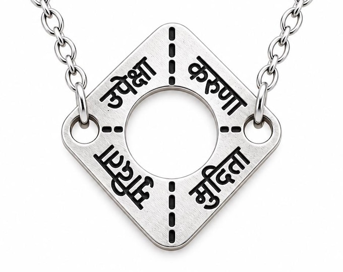 Brahmavihara Necklace, Four Divine Abodes Gold Pendant, Loving Kindness and Compassion Jewelry, Buddhist Meditation Gift