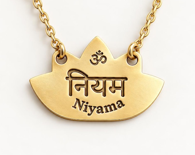 Niyama Lotus Pendant, Ashtanga Yoga, Gold or Silver Necklace