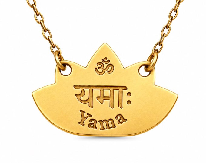 Yama Necklace, Patanjali Yoga Sutras Pendant, Eight Limbs of Yoga Jewelry, Gold or Silver Plated