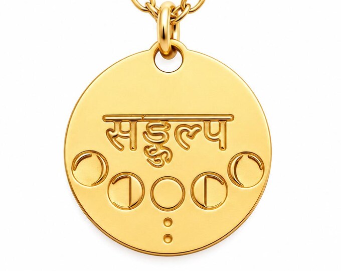 Sankalpa Moon Phase Sterling Silver Necklace, Yoga Gift