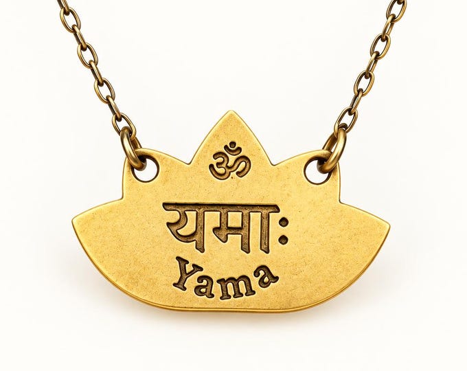 Yama Necklace, Patanjali Yoga Sutras Pendant, Eight Limbs of Yoga Jewelry, Gold or Silver Plated