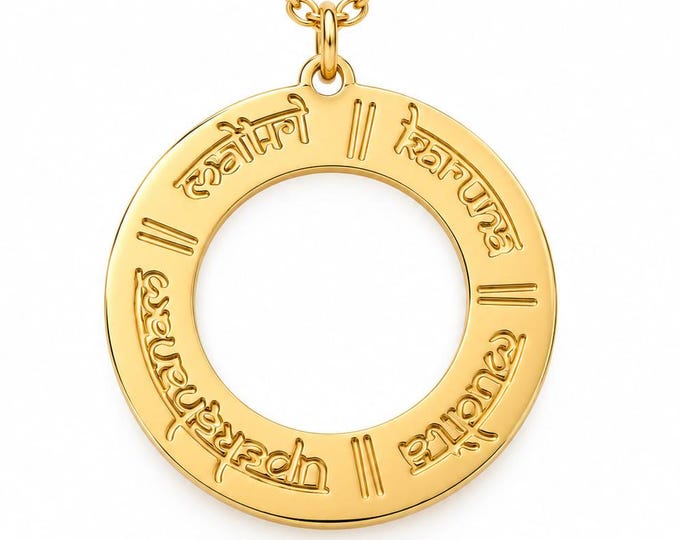 Brahma Viharas Necklace, Four Immeasurables Pendant, Yoga Sutra 1.33, Buddhist Jewelry, Sanskrit Yoga Gift