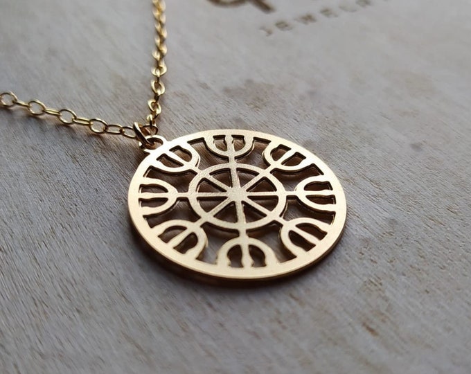 Ashtanga Yoga Yantra Necklace, Gold Plated Sacred Geometry Jewelry