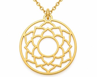 Sahasrara Crown Chakra Necklace, Sacred Lotus Yantra Pendant, Yoga Meditation Jewelry, Spiritual Awakening Gift