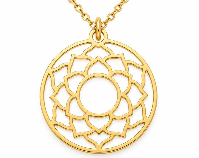 Sahasrara Crown Chakra Necklace, Sacred Lotus Yantra Pendant, Yoga Meditation Jewelry, Spiritual Awakening Gift