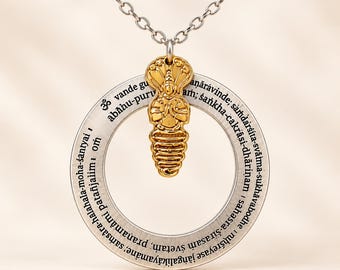Ashtanga Mantra Necklace, Patanjali Invocation Pendant, Sanskrit Yoga Jewelry, Sage Patanjali Charm, Yoga Teacher Gift