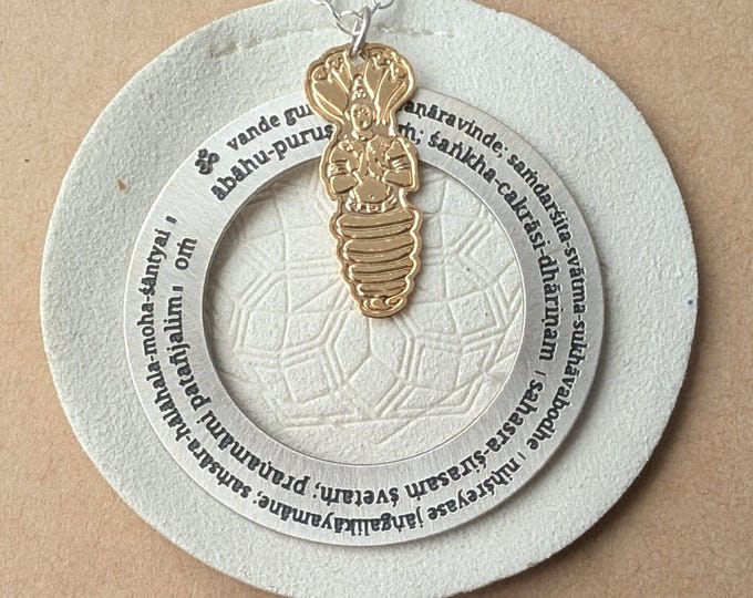 Featured listing image: Vande Gurunam Mantra • Ashtanga Yoga Necklace • Sanskrit Chant Pendant • Yoga Teacher Gift • Invocation Mantra Jewelry • Spiritual Jewelry