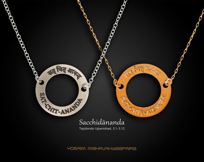 Sat Chit Ananda Pendant Pair, Gold & Silver Yoga Necklace, Limited Edition