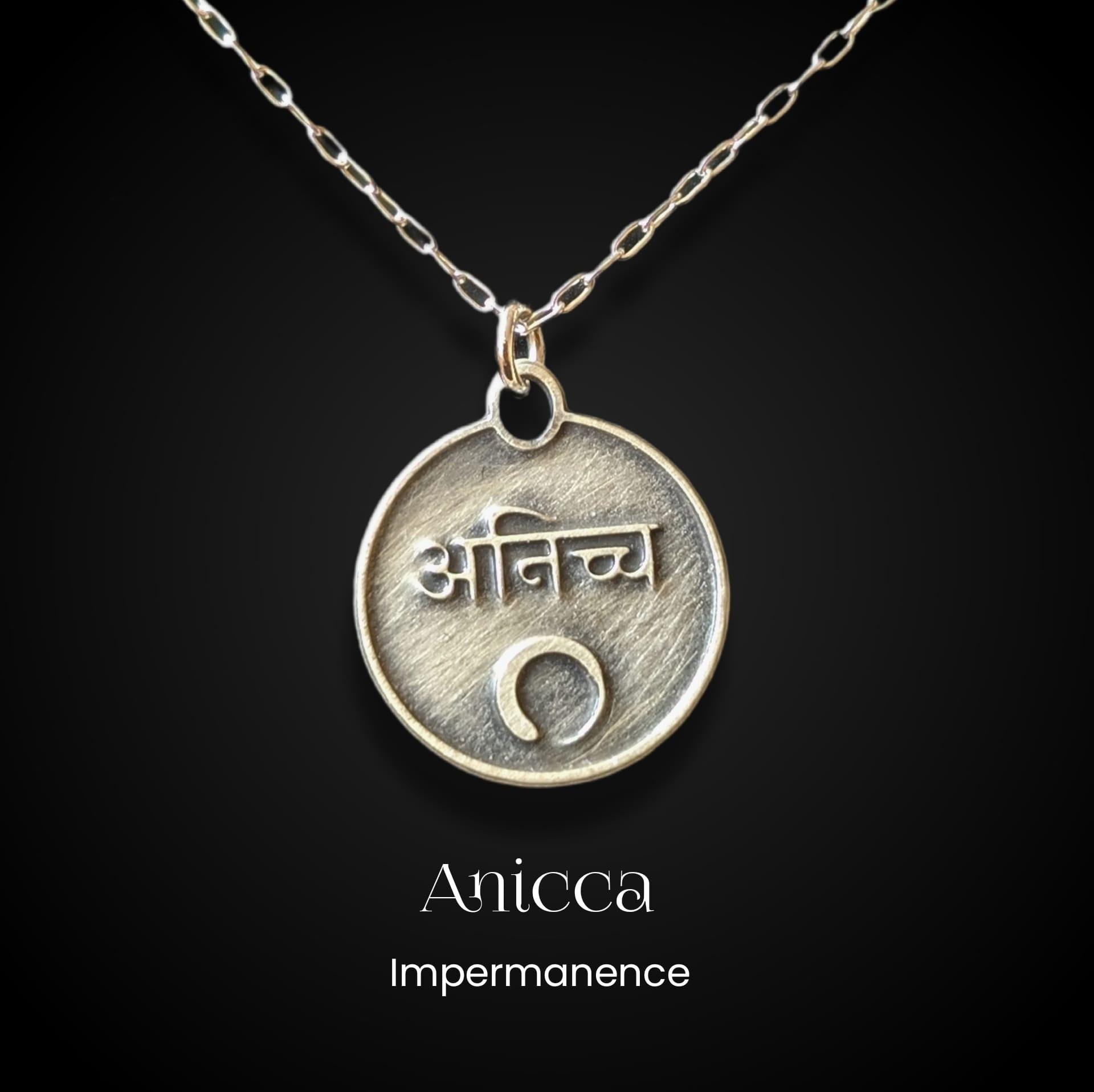 anicca Necklace, Vipassana, Buddhist Necklace, Goenka, Meditation Necklace, Buddhism Jewelry, Impermanent Reminder, Enso Zen Circle Necklace