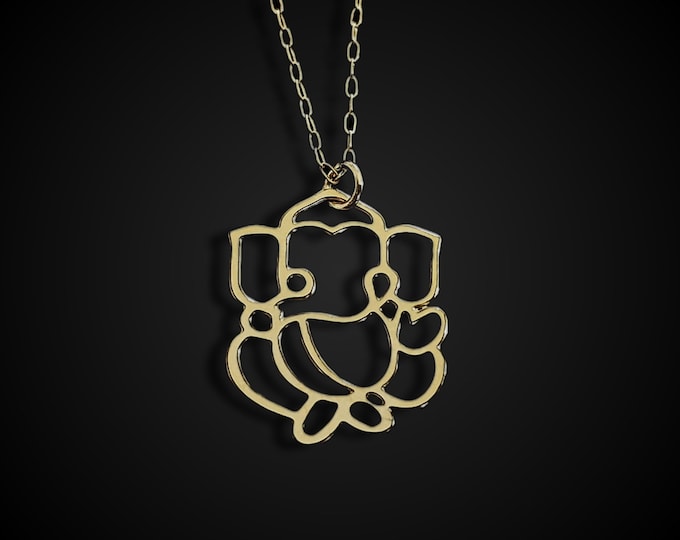 Dainty Gold Ganesh Necklace, Art Line Elephant Pendant, Hindu Gift