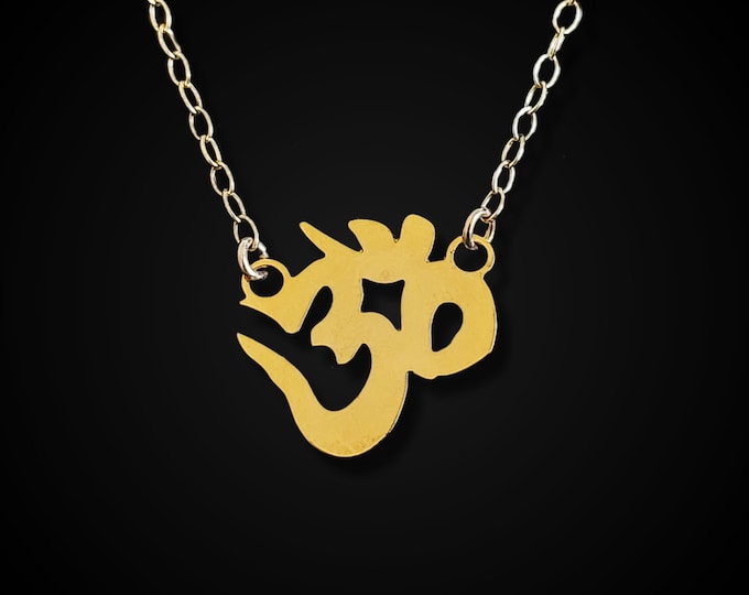 Dainty Om Necklace, Yoga Jewelry, Gold or Silver Plated