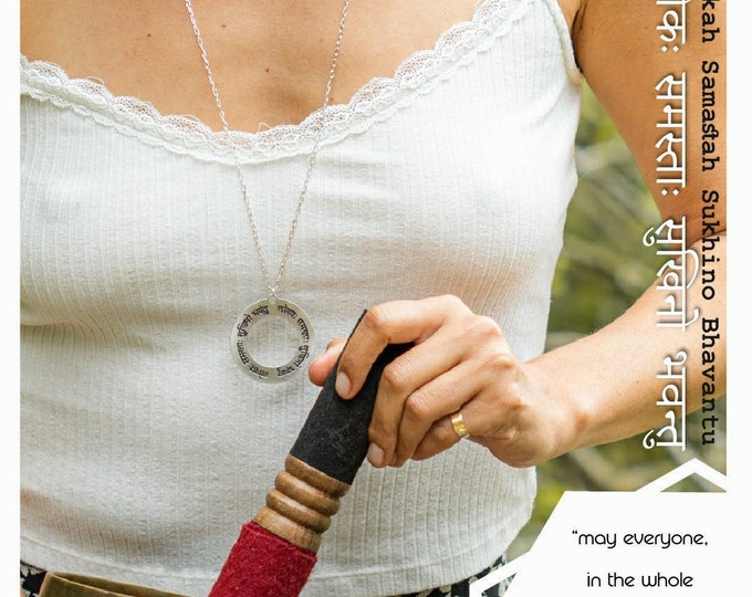 Om Lokah Samastah Sukhino Bhavantu Mantra Necklace, Yoga Jewelry
