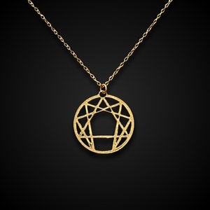 Enneagram Necklace, Enneagram Pendant, Gurdjieff Symbol, Sacred Geomtry Necklace, Enneagram of Personality Necklace, Sufi Symbol Necklace Gold