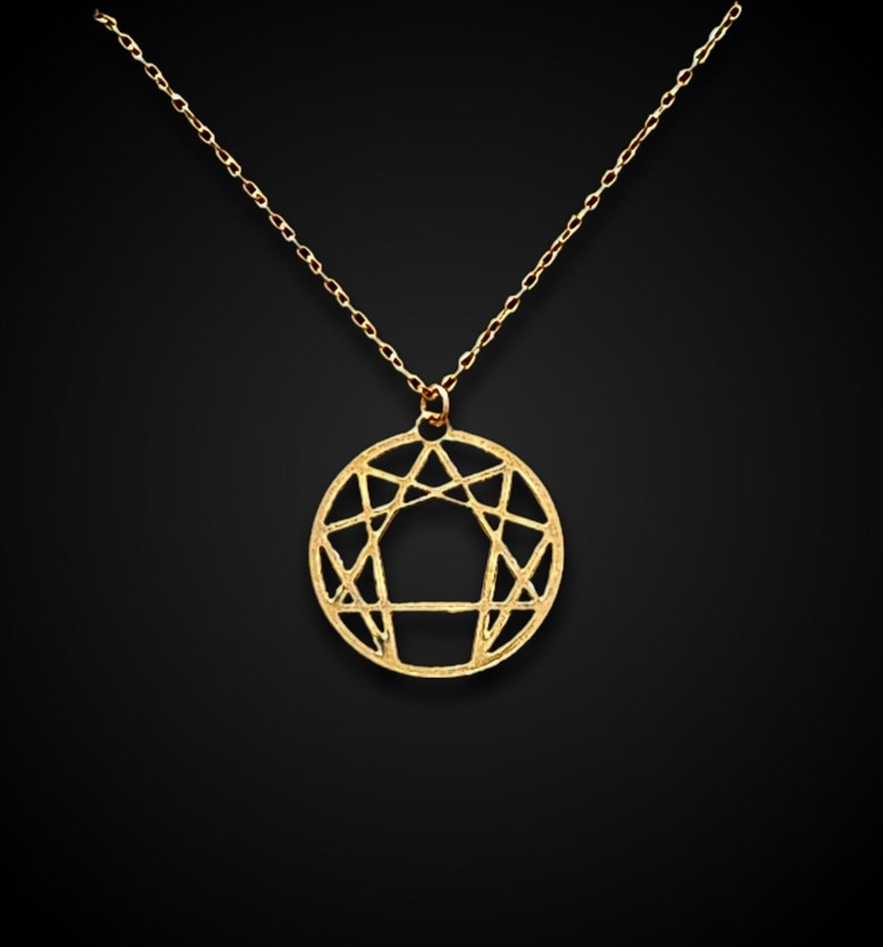 Enneagram Necklace, Enneagram Pendant, Gurdjieff Symbol, Sacred Geomtry Necklace, Enneagram of Personality Necklace, Sufi Symbol Necklace Gold