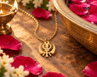 Adi Shakti Khanda Necklace, Divine Feminine Energy Jewelry, Kundalini Yoga Pendant, Navratri Gift, Gold or Silver Spiritual Talisman