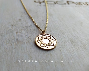 Lotus necklace, gold lotus flower, yoga necklace, blooming flower, yoga gift. neckless for woman