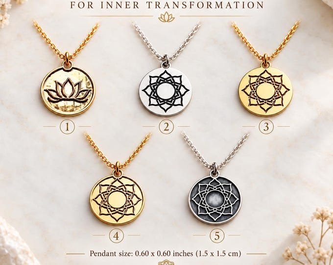 Lotus Flower Necklace, Sacred Geometry Jewelry, Meditation Pendant, Yoga Inspired Gift
